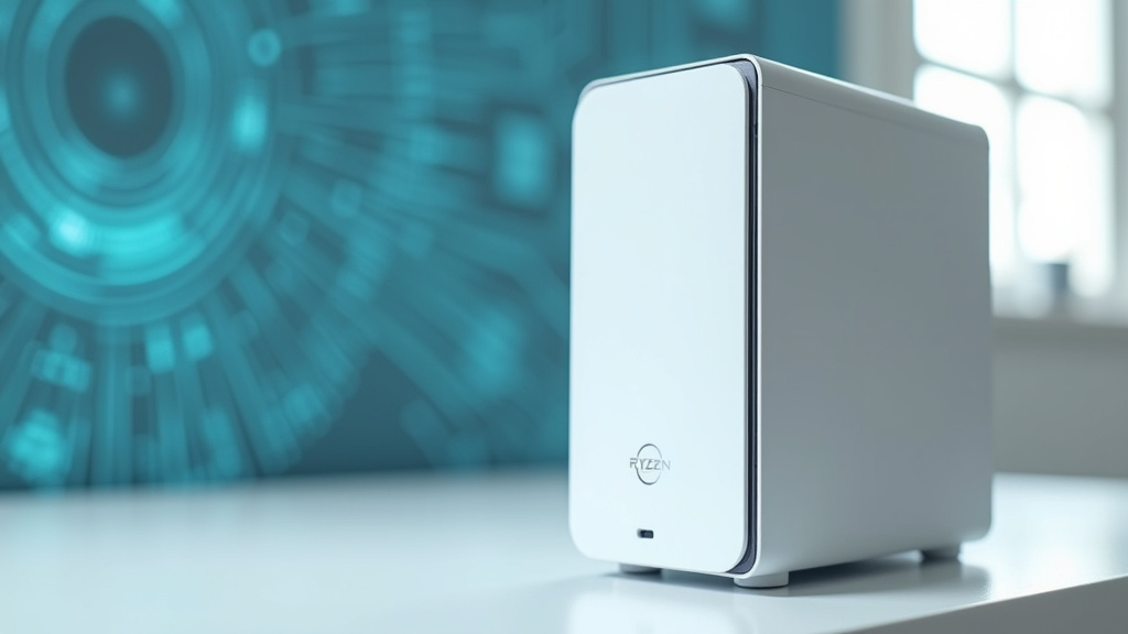 Processeur AMD Ryzen 5 7600 sur fond technologique