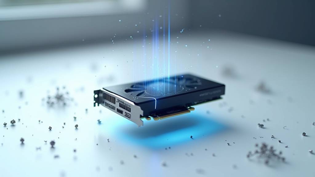 Carte graphique NVIDIA RTX 5090 24 Go posée sur un fond noir avec éclairage LED violet