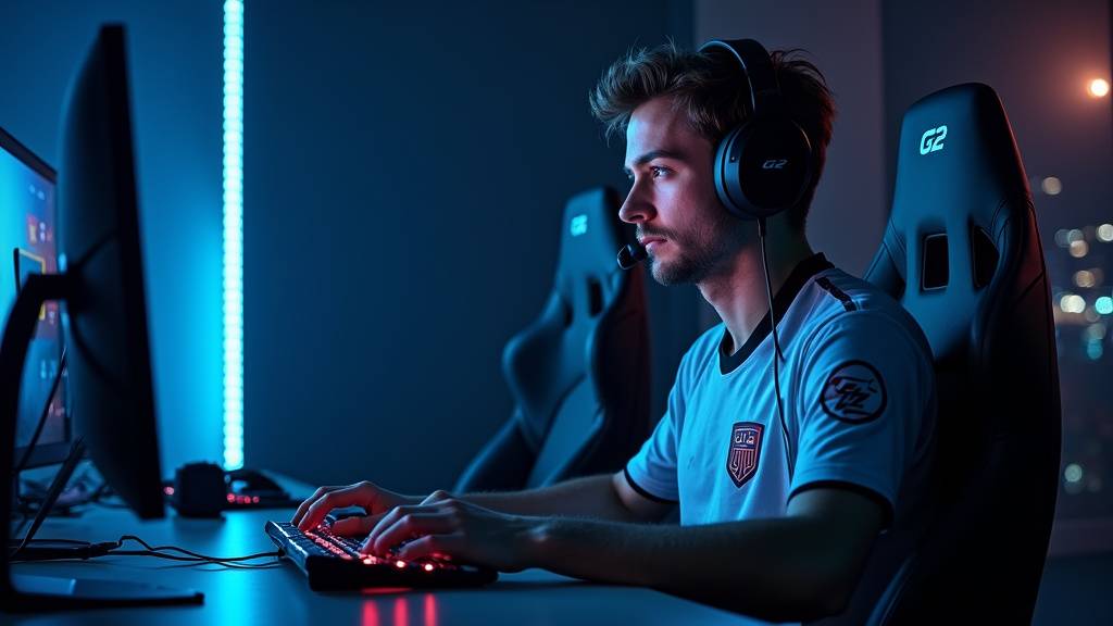 Logo de G2 Esports affiché sur un écran de gaming