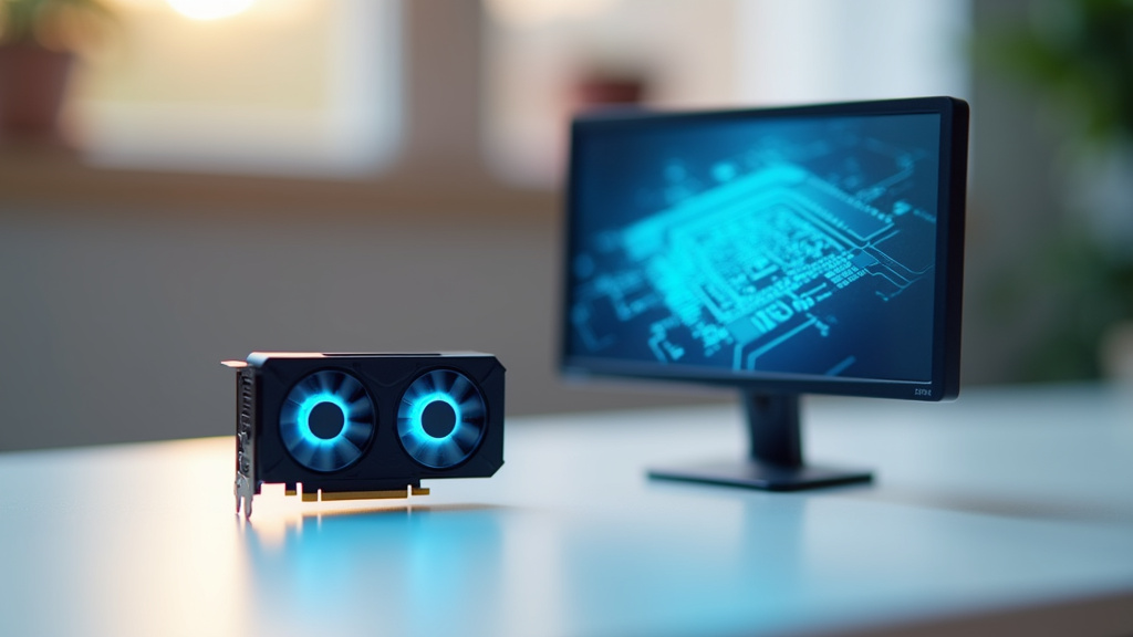 Carte graphique NVIDIA GeForce RTX 5060 8 Go sur un fond technologique